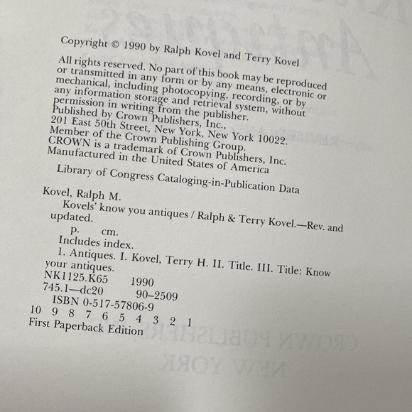 Kovels' Know Your Antiques by Ralph & Terry Kovel 1990 Soft Cover Paperback Book - Picture 6 of 7